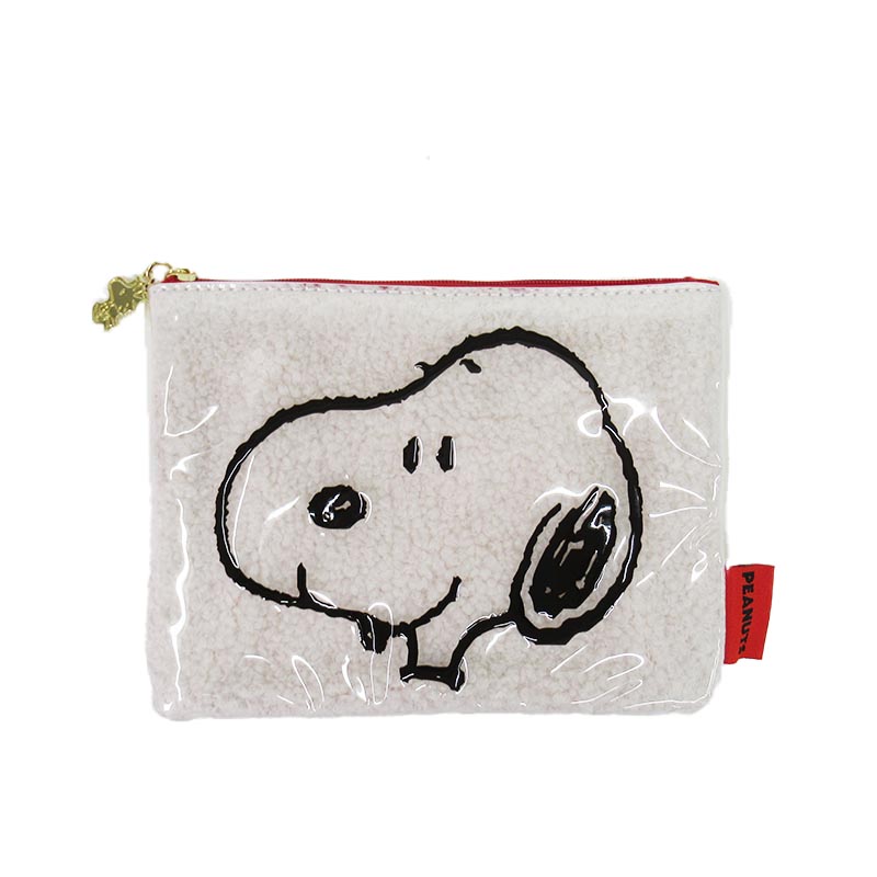 PEANUTS もこもこビニールフラットポーチ ピーナッツ スヌーピー&ウッドストック/SN2311